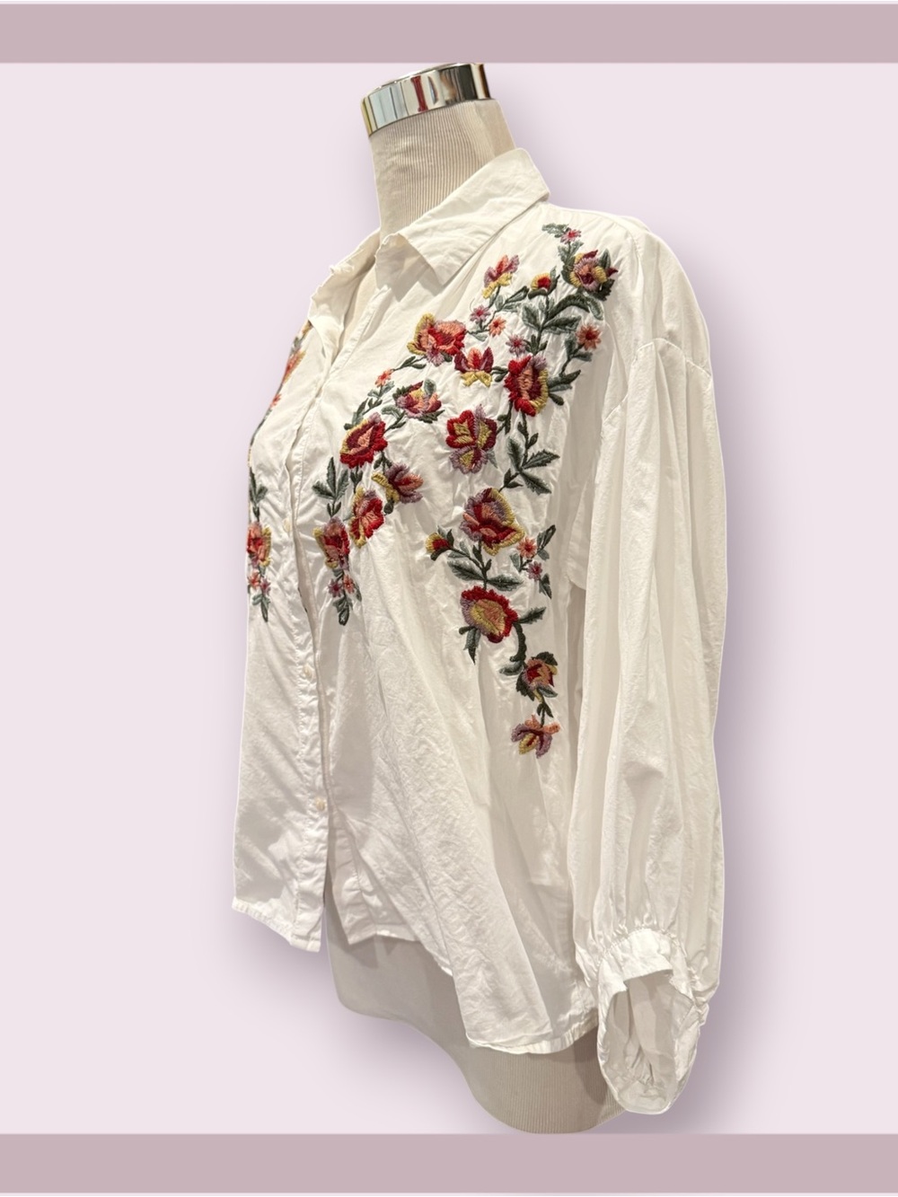 Zara White Floral Embroidered Shirt - Picture 4 of 7
